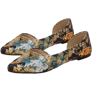 image:imageFloerns Womens Elegant Flats Pointed Toe Slip On Work Dressy Ballet FlatsBlack Floral