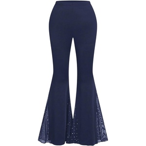 image:imageFloerns Womens Plus Size Rhinestone Flare Leggings High Waist Bell BottomsDark Blue