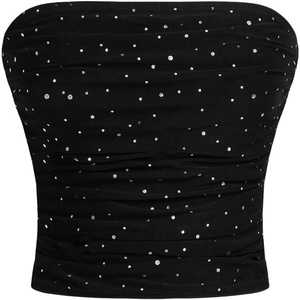 image:imageFloerns Womens Rhinestone Sleeveless Bandeau Party Corset Sequin Tube TopBlack