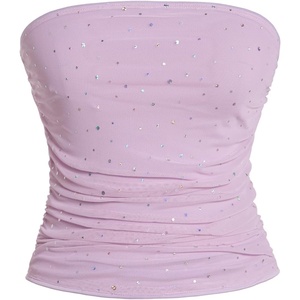 image:imageFloerns Womens Rhinestone Sleeveless Bandeau Party Corset Sequin Tube TopDusty Purple