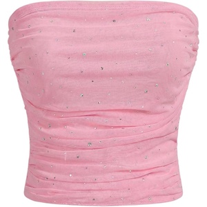 image:imageFloerns Womens Rhinestone Sleeveless Bandeau Party Corset Sequin Tube TopPink