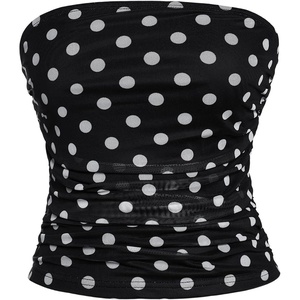 image:imageFloerns Womens Rhinestone Sleeveless Bandeau Party Corset Sequin Tube TopPolka Dots
