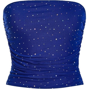 image:imageFloerns Womens Rhinestone Sleeveless Bandeau Party Corset Sequin Tube TopRoyal Blue