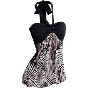 image:imageFloerns Womens Y2k Animal Print Halter Sleeveless Going Out Mini DressesBlack