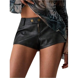 image:imageFloerns Womens Y2k Mini Shorts Zip Up Low Waist PU Leather Hot PantsBlack Pure