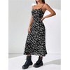 image:imageFloerns Women Going Out Floral Backless Cami Spaghetti Strap Midi Sun DressBlack Multi