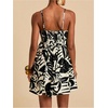 image:imageFloerns Womens Boho Tropical Leaf Shirred Spaghetti Strap Mini DressesBlack White Tropical