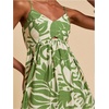 image:imageFloerns Womens Boho Tropical Leaf Shirred Spaghetti Strap Mini DressesGreen Tropical Leaf