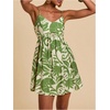 image:imageFloerns Womens Boho Tropical Leaf Shirred Spaghetti Strap Mini DressesGreen Tropical Leaf