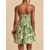 image:imageFloerns Womens Boho Tropical Leaf Shirred Spaghetti Strap Mini DressesGreen Tropical Leaf