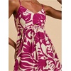 image:imageFloerns Womens Boho Tropical Leaf Shirred Spaghetti Strap Mini DressesRed Violet Tropical