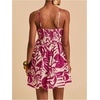 image:imageFloerns Womens Boho Tropical Leaf Shirred Spaghetti Strap Mini DressesRed Violet Tropical