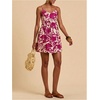 image:imageFloerns Womens Boho Tropical Leaf Shirred Spaghetti Strap Mini DressesRed Violet Tropical