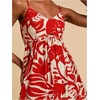 image:imageFloerns Womens Boho Tropical Leaf Shirred Spaghetti Strap Mini DressesRed White Tropical