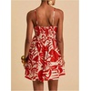 image:imageFloerns Womens Boho Tropical Leaf Shirred Spaghetti Strap Mini DressesRed White Tropical