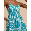 image:imageFloerns Womens Boho Tropical Leaf Shirred Spaghetti Strap Mini DressesTropical Blue White