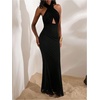 image:imageFloerns Womens Elegant Cut Out Criss Cross Halter Dress Backless Sleeveless Fishtail Maxi DressesBlack