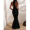 image:imageFloerns Womens Elegant Cut Out Criss Cross Halter Dress Backless Sleeveless Fishtail Maxi DressesBlack