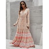 image:imageFloerns Womens Floral Print Boho V Neck Long Sleeve Flowy Maxi DressApricot