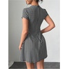 image:imageFloerns Womens Houndstooth Print High Neck Mini Dress Short Sleeve Bodycon DressesBlack and White