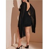 image:imageFloerns Womens Plus Size Cowl Neck Mini Dress Cape Sleeve Ruched Bodycon Cocktail Party DressesBlack