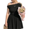 image:imageFloerns Womens Plus Size Off The Shoulder A Line Going Out Mini DressesBlack