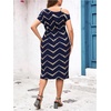 image:imageFloerns Womens Plus Size Printed Asymmetrical Neck Twist Dress Party Elegant Midi DressesBlue and Gold