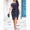 image:imageFloerns Womens Plus Size Printed Asymmetrical Neck Twist Dress Party Elegant Midi DressesBlue and Gold