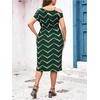 image:imageFloerns Womens Plus Size Printed Asymmetrical Neck Twist Dress Party Elegant Midi DressesGreen