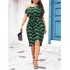 image:imageFloerns Womens Plus Size Printed Asymmetrical Neck Twist Dress Party Elegant Midi DressesGreen