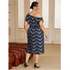 image:imageFloerns Womens Plus Size Printed Asymmetrical Neck Twist Dress Party Elegant Midi DressesRoyal Blue