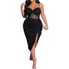 image:imageFloerns Womens Plus Size Shiny Corset Ruched Slit Hem Cocktail Dresses