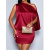 image:imageFloerns Womens Satin Asymmetrical Off The Shoulder Dress Sleeveless Party Cocktail Mini DressesBurgundy