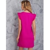 image:imageFloerns Womens Solid V Neck Ruffle Trim Cap Sleeve Summer Tunic DressA Hot Pink
