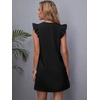 image:imageFloerns Womens Solid V Neck Ruffle Trim Cap Sleeve Summer Tunic DressBlack