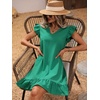 image:imageFloerns Womens Solid V Neck Ruffle Trim Cap Sleeve Summer Tunic DressGreen Ruffle