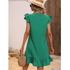 image:imageFloerns Womens Solid V Neck Ruffle Trim Cap Sleeve Summer Tunic DressGreen Ruffle