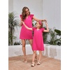 image:imageFloerns Womens Solid V Neck Ruffle Trim Cap Sleeve Summer Tunic DressPink Solid