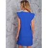 image:imageFloerns Womens Solid V Neck Ruffle Trim Cap Sleeve Summer Tunic DressRoyal Blue