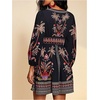 image:imageFloerns Womens Tropical Mini Dress Lantern Sleeve V Neck Beach Vacation Summer DressesBlack