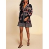image:imageFloerns Womens Tropical Mini Dress Lantern Sleeve V Neck Beach Vacation Summer DressesBlack