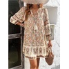 image:imageFloerns Womens Vacation Tassel Tie Neck Boho Dress Puff Sleeve Swing Shift DressApricot
