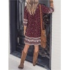image:imageFloerns Womens Vacation Tassel Tie Neck Boho Dress Puff Sleeve Swing Shift DressBurgundy