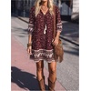 image:imageFloerns Womens Vacation Tassel Tie Neck Boho Dress Puff Sleeve Swing Shift DressBurgundy