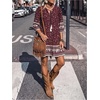 image:imageFloerns Womens Vacation Tassel Tie Neck Boho Dress Puff Sleeve Swing Shift DressBurgundy