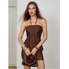 image:imageFloerns Womens Y2k Halter Neck Bodycon Date Night Mini DressesCoffee