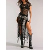image:imageFloerns Womens Y2k Sheer Lace Short Sleeve Slit Music Festival Long DressBlack