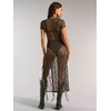 image:imageFloerns Womens Y2k Sheer Lace Short Sleeve Slit Music Festival Long DressBrown