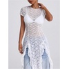 image:imageFloerns Womens Y2k Sheer Lace Short Sleeve Slit Music Festival Long DressWhite