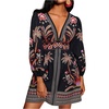 image:imageFloerns Womens Tropical Mini Dress Lantern Sleeve V Neck Beach Vacation Summer DressesBlack